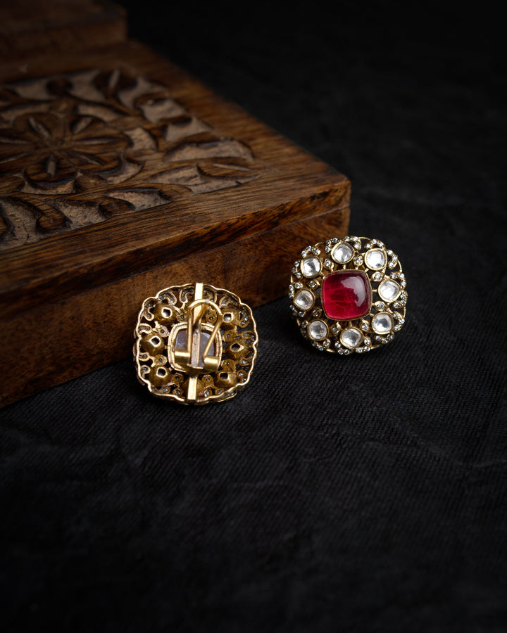 Nora Red moissanite Chokar Necklace Set