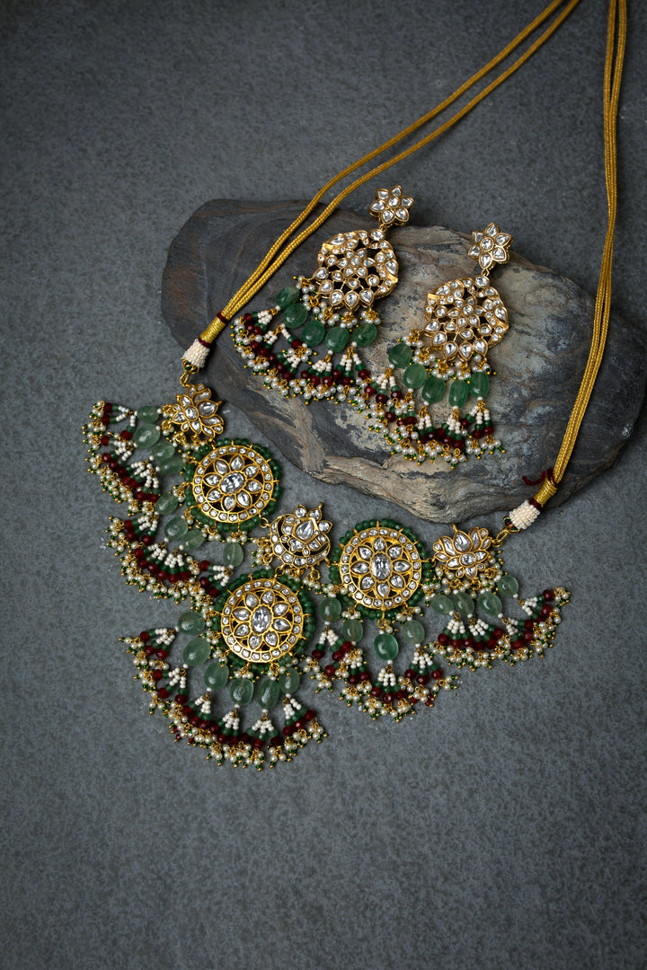 Zoha Polki Green Necklaces