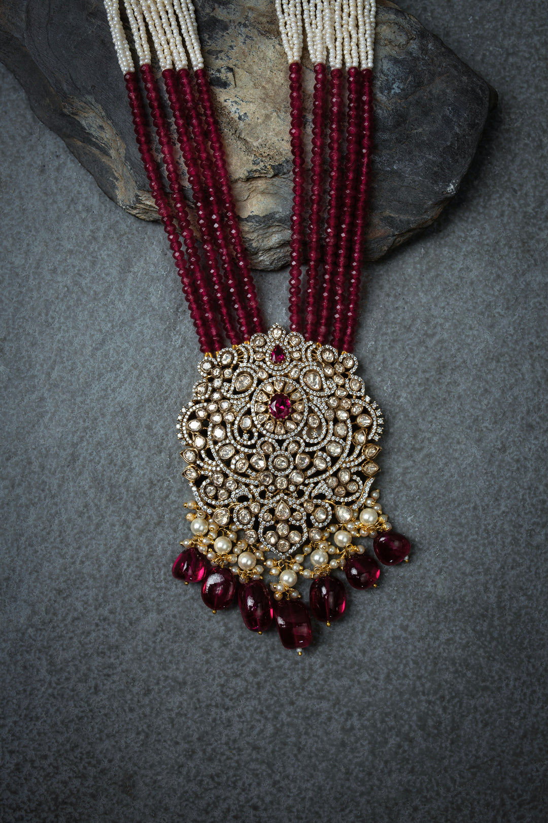 Verdant Long Red moissanite Pendant