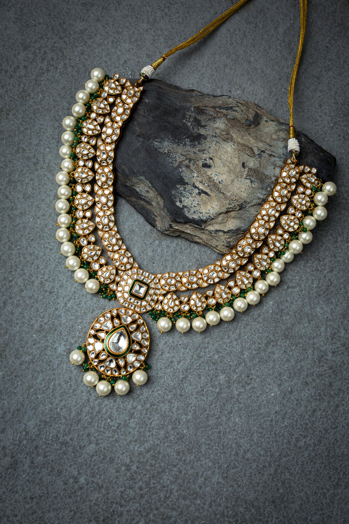 Ishara Green Polki Necklace Set