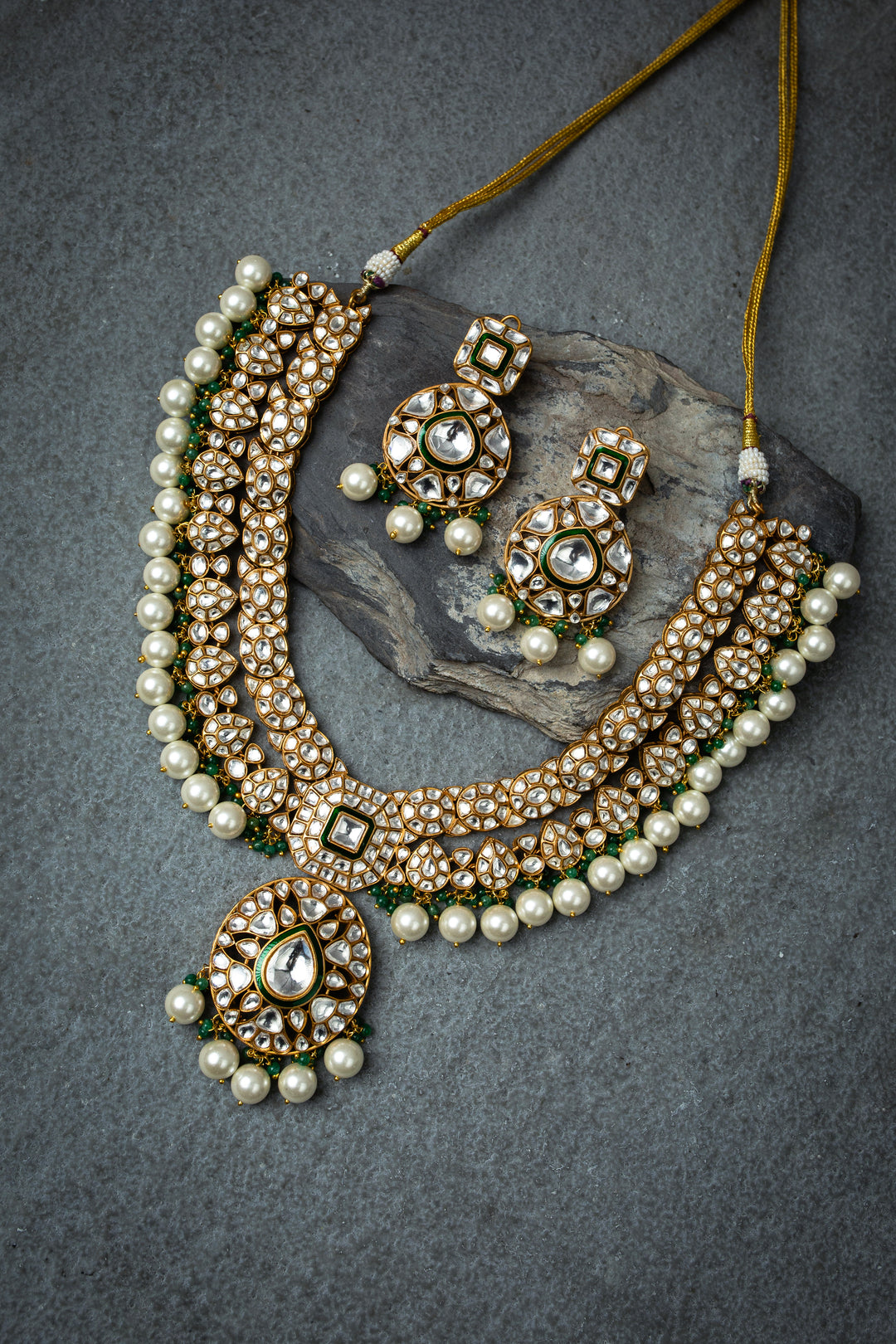 Ishara Green Polki Necklace Set