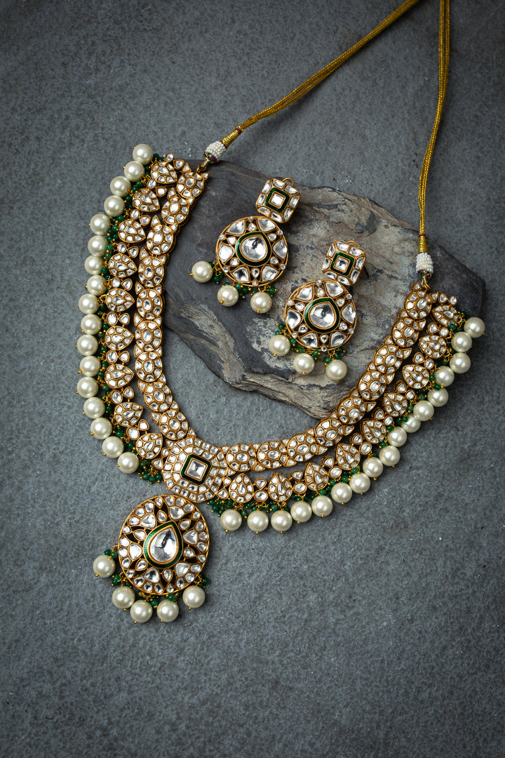 Ishara Green Polki Necklace Set