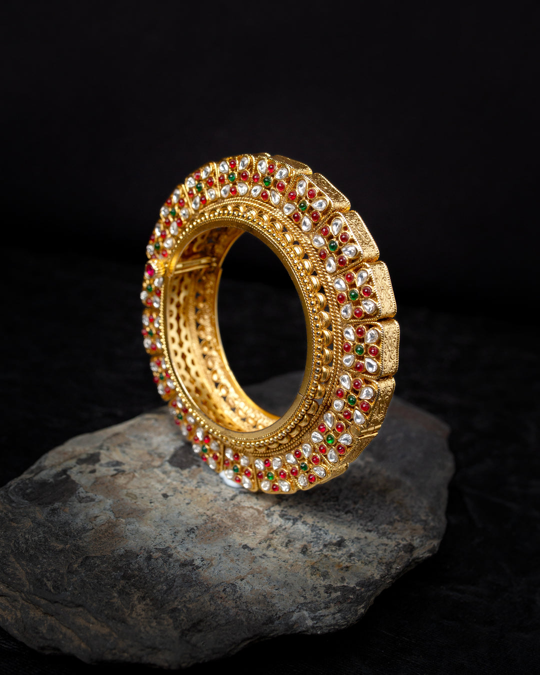 Roqa Ruby Green Gold Bangle