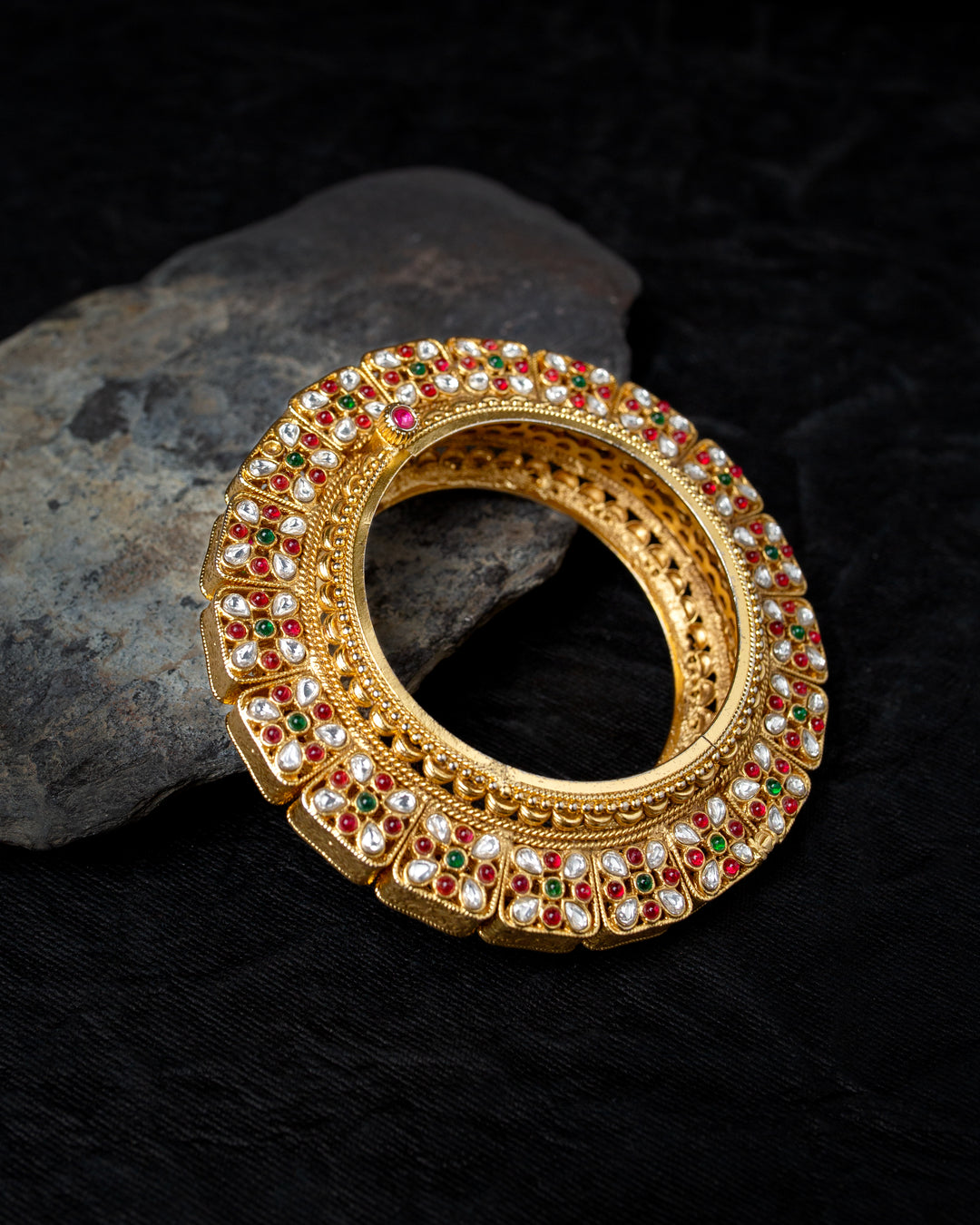 Roqa Ruby Green Gold Bangle