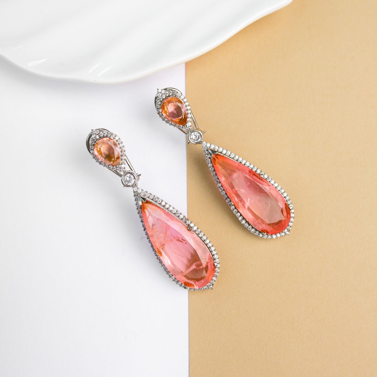 Diamond doublet stone earring