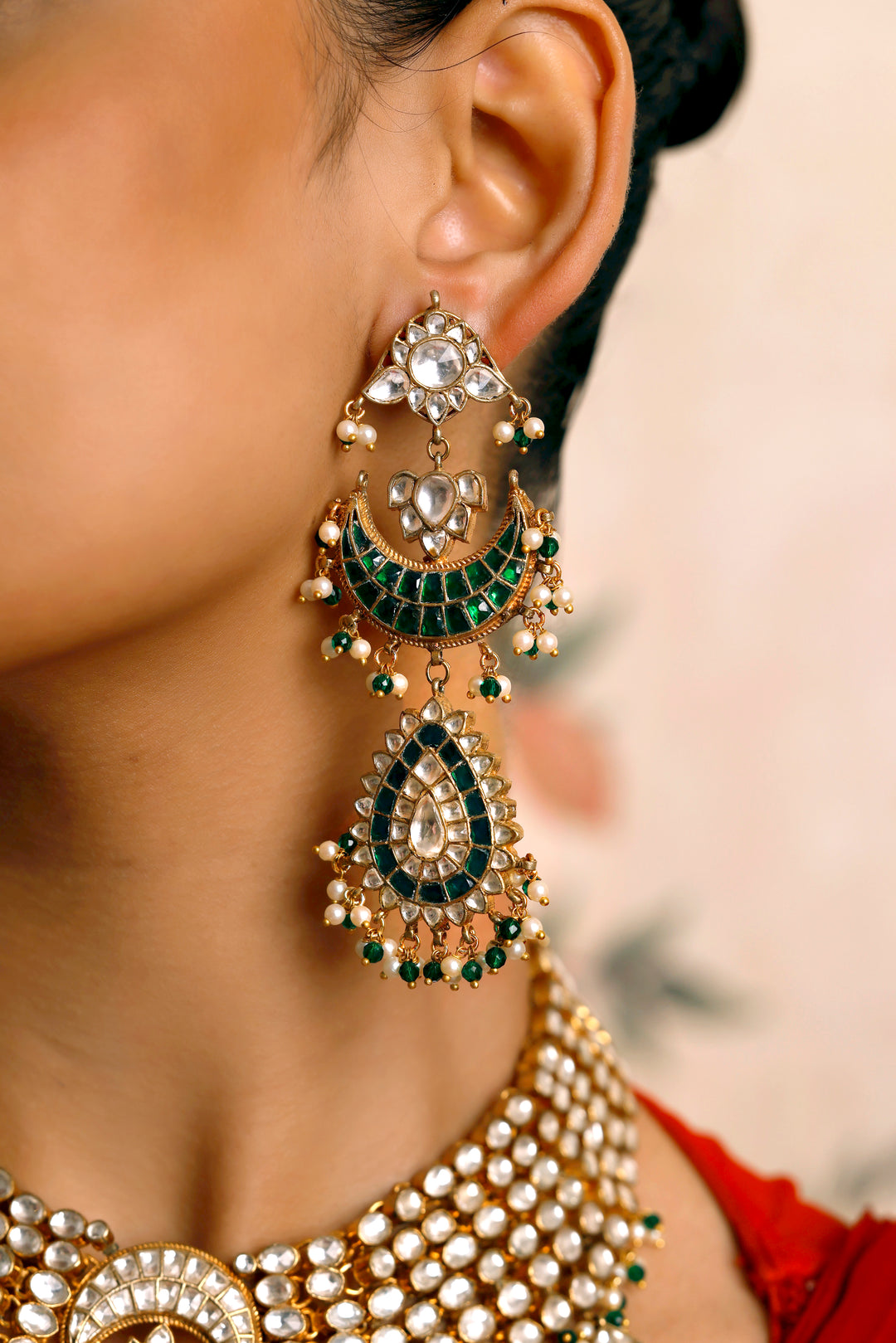 Sahyaadri Green Kundan Necklace Set