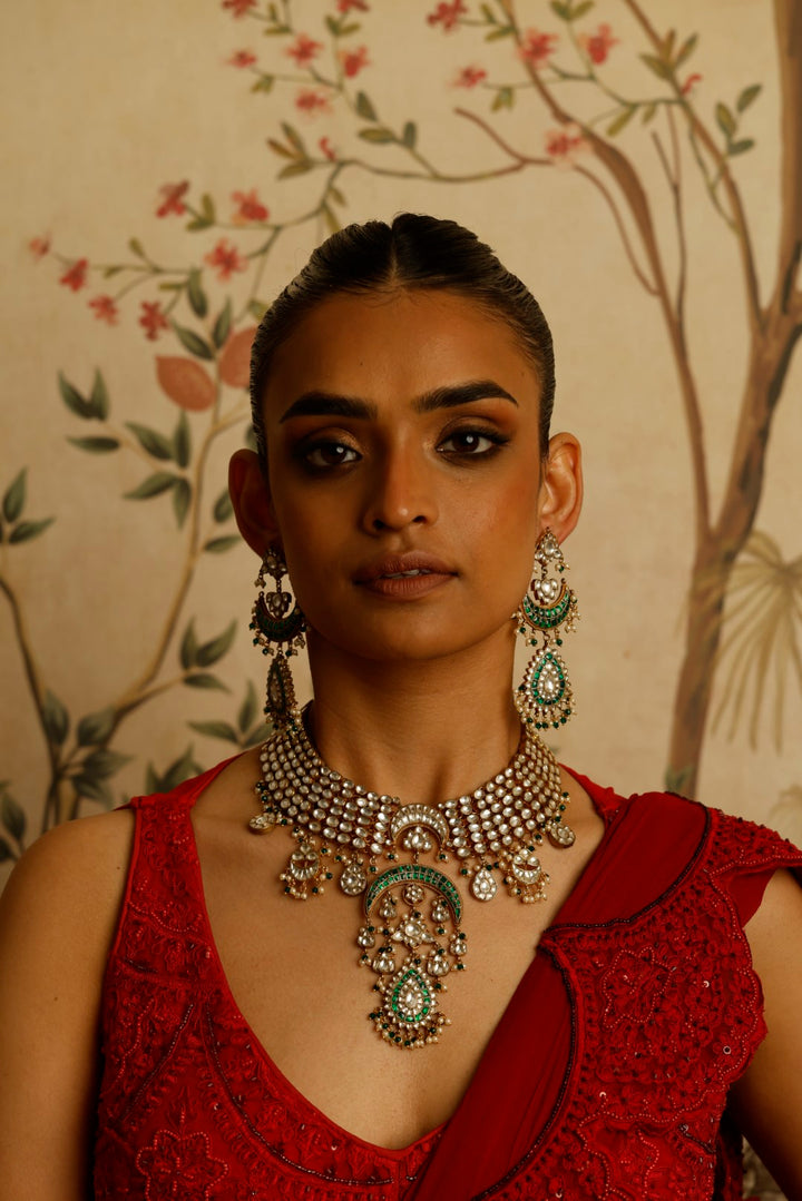 Sahyaadri Green Kundan Necklace Set