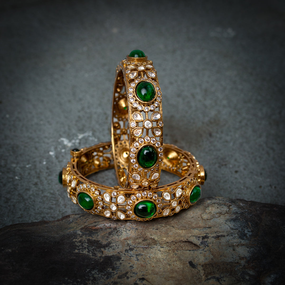 Shabya green polki Gold bangle(Single Piece)