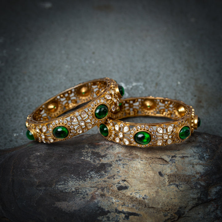 Shabya green polki Gold bangle(Single Piece)
