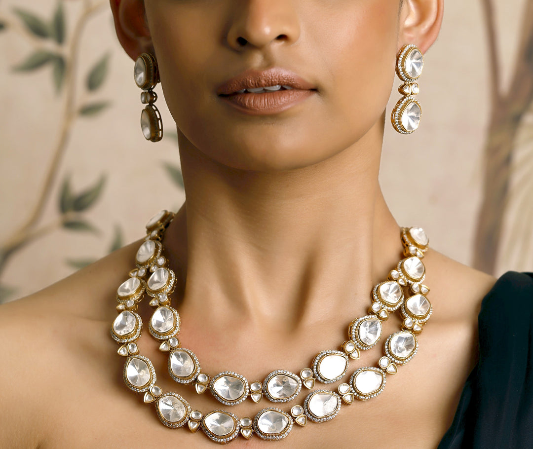 Silver Plated Crystal Maharani Set