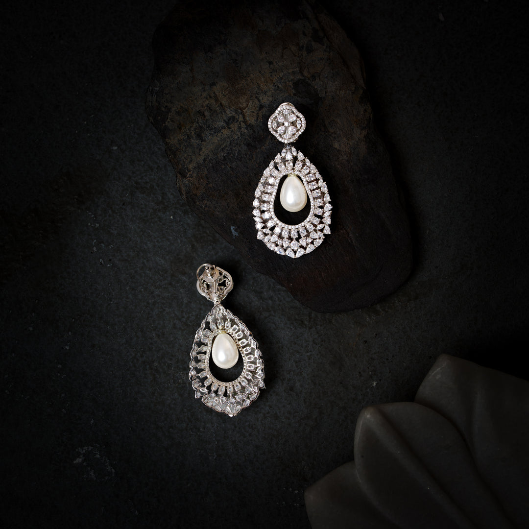 Zoha Pearl Diamond Earrings