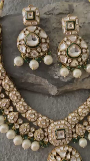 Ishara Green Polki Necklace Set