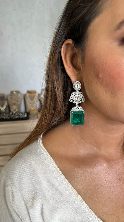 Emerald doublet diamond danglers